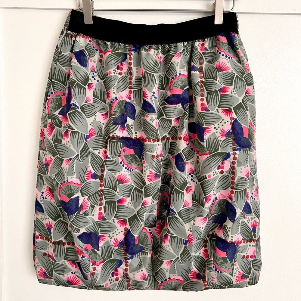 Marni Bubble Hem, Cotton, Floral Print, Knee Length Skirt